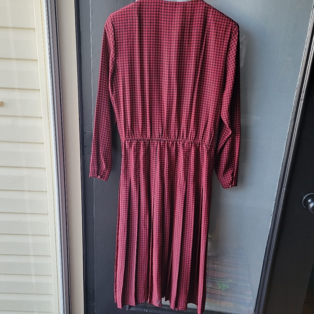 Vintage 1990's Talbots Midi Dress Size 6 Checkerboard Pattern Pleated A Line - Picture 6 of 11